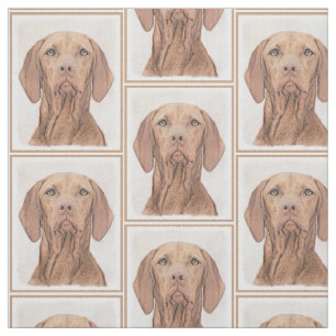Vizsla Painting - Cute Original Dog Art Fabric