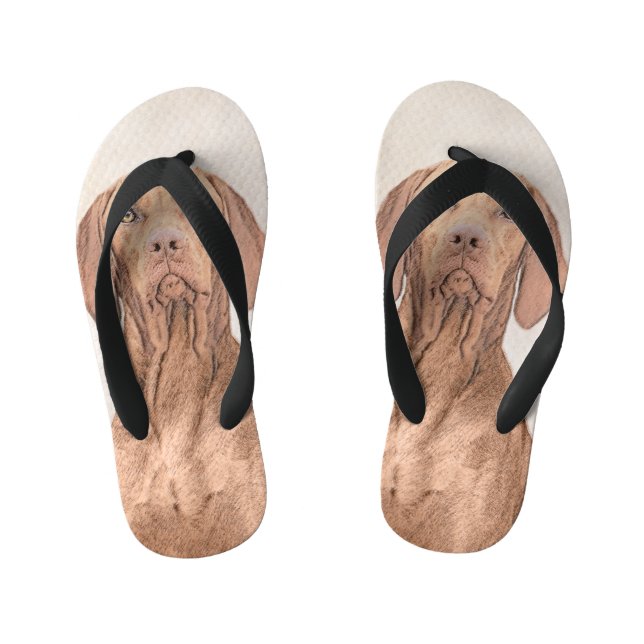Vizsla Painting - Cute Original Dog Art Kid's Jandals (Footbed)