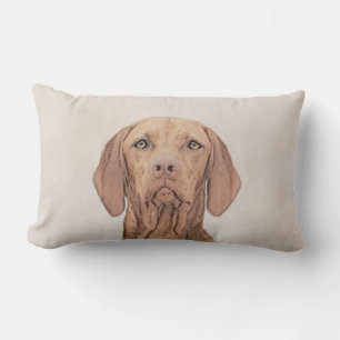 Vizsla Painting - Cute Original Dog Art Lumbar Cushion