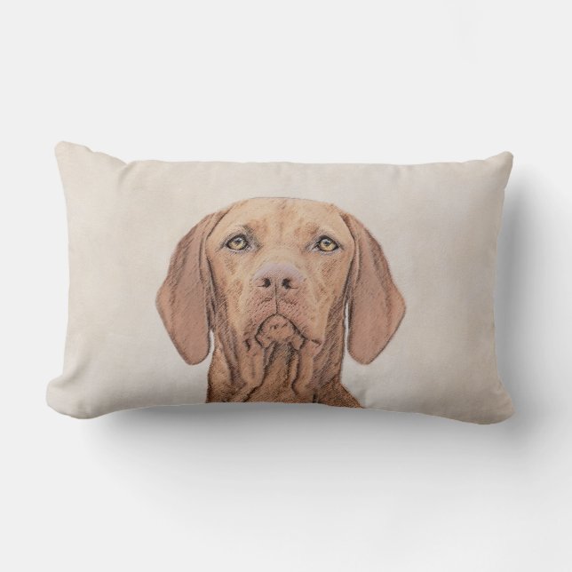 Vizsla Painting - Cute Original Dog Art Lumbar Cushion (Front)