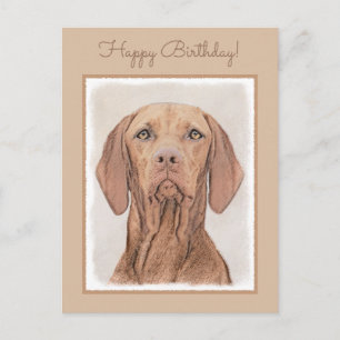 Vizsla Painting - Cute Original Dog Art Postcard