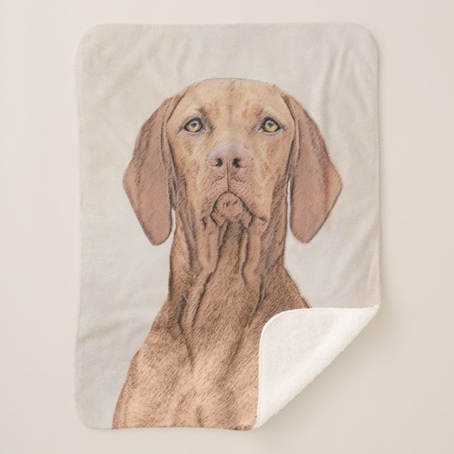 Vizsla Painting - Cute Original Dog Art Sherpa Blanket (Front)