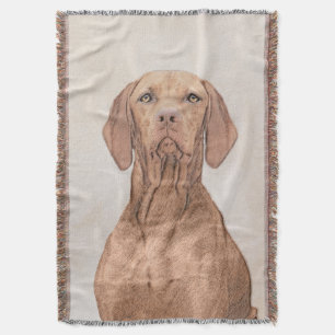Vizsla Painting - Cute Original Dog Art Throw Blanket