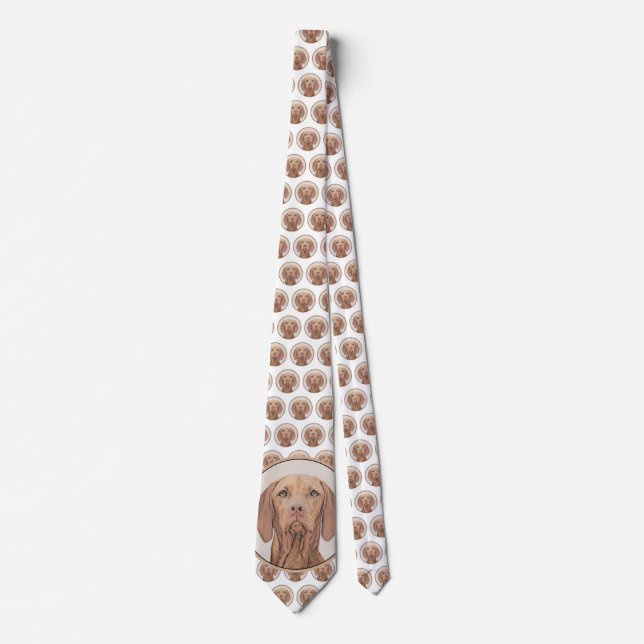 Vizsla Painting - Cute Original Dog Art Tie (Front)
