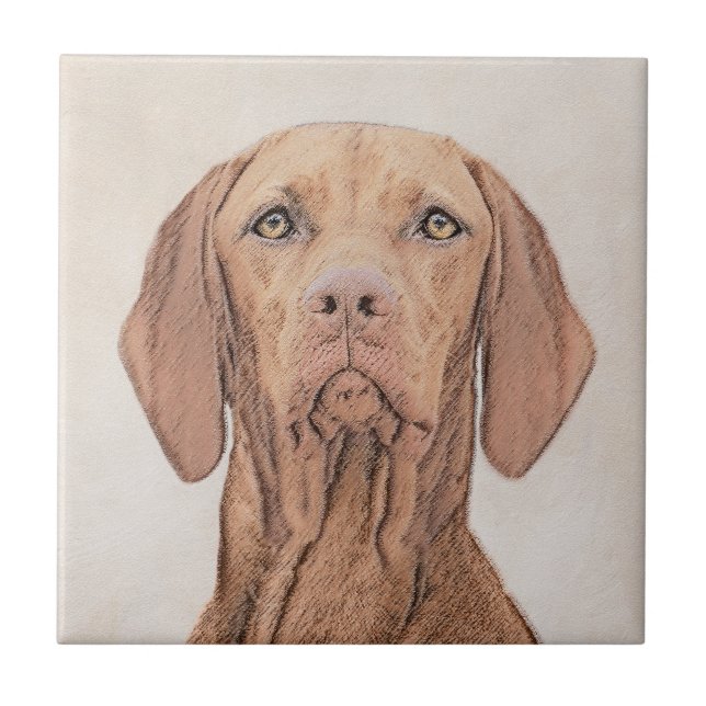 Vizsla Painting - Cute Original Dog Art Tile (Front)