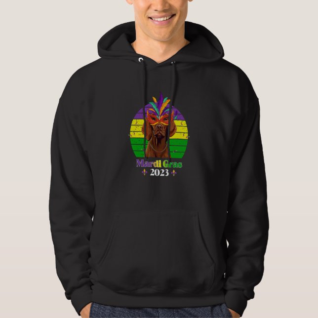 Vizsla Party Dog Mardi Gras 2023 Hoodie (Front)