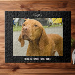 Vizsla Photo Dog Breed Jigsaw Puzzle<br><div class="desc">A photo of a cute Vizsla,  with the breed name across the top and a few words describing the breed temperament makes a great gift for any Vizsla owner and lover.</div>