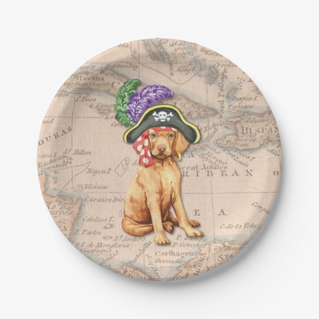 Vizsla Pirate Paper Plate (Front)