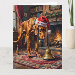 Vizsla Pointer Stance Christmas Bell Hat Card