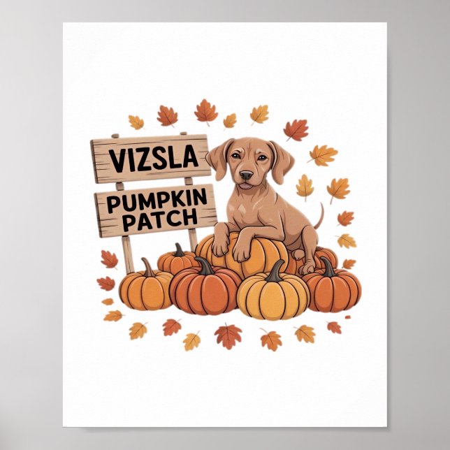 Vizsla Pumpkin Patch Dog Lovers Thanksgiving Hallo Poster (Front)