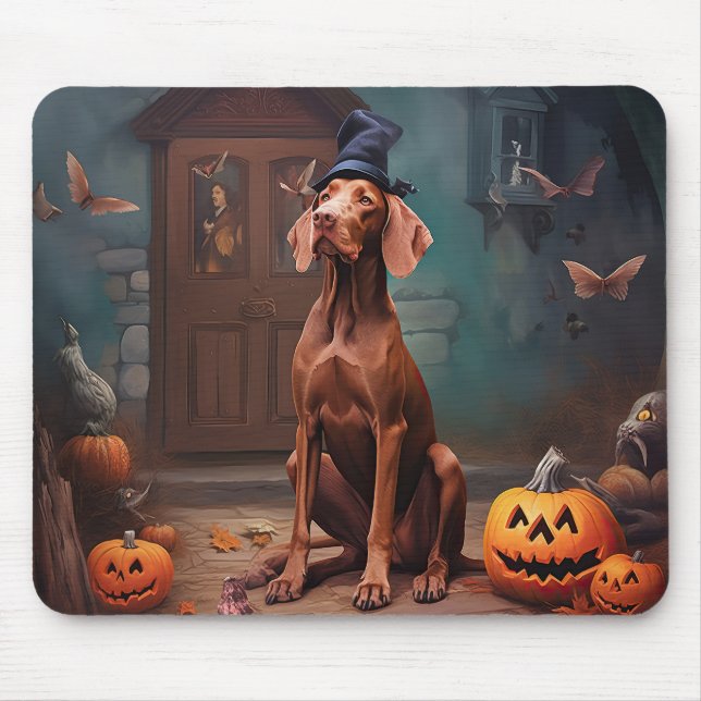 Vizsla Pumpkins Halloween Scary  Mouse Pad (Front)