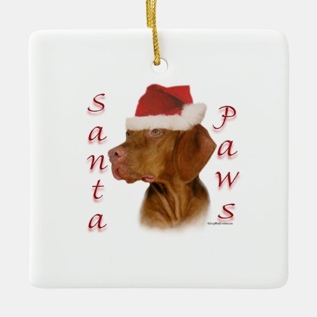 Vizsla Santa Paws Ceramic Ornament (Front)