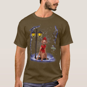 Vizsla Santa Snow Christmas Light Winter Pajama  T-Shirt