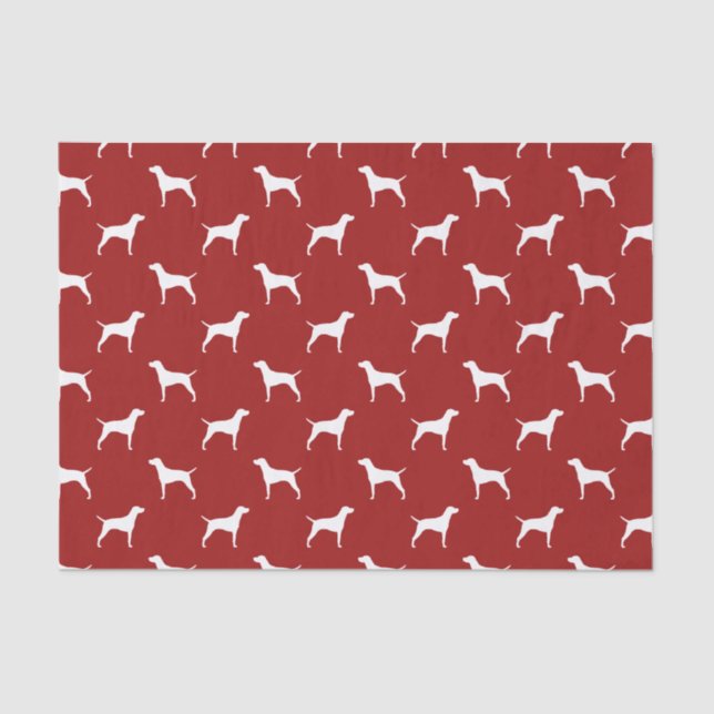 Vizsla Silhouettes Pattern Red Tissue Paper (Front)