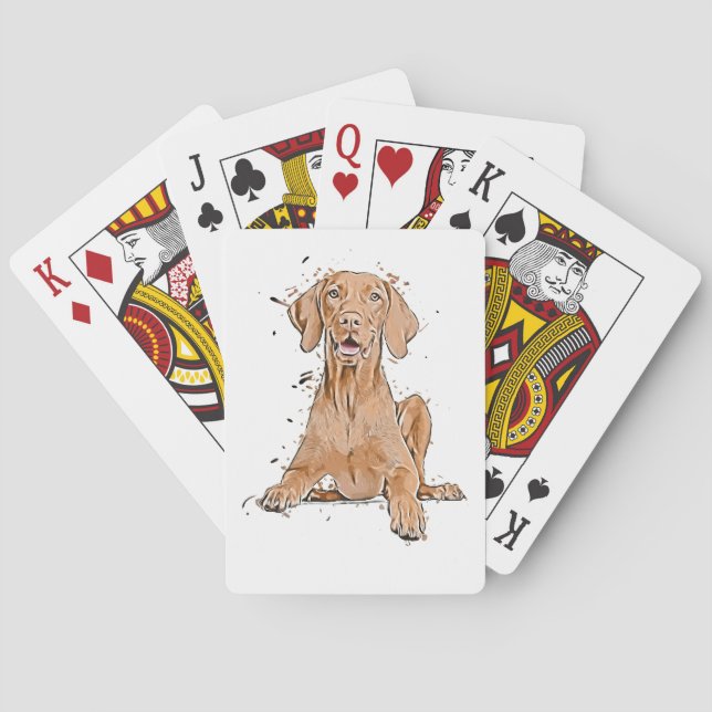 Vizsla Sitting Cartoon Playing Cards (Back)