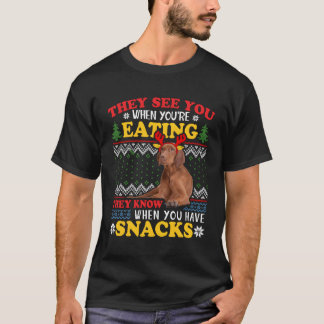 Vizsla Ugly Xmas They See You'Re Eating For Christ T-Shirt