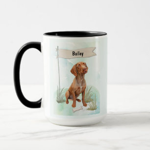 Vizsla Watercolor Personalised Dog Mug