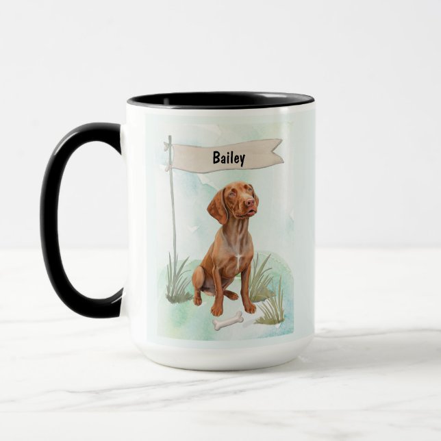 Vizsla Watercolor Personalised Dog Mug (Left)