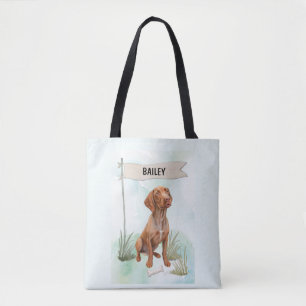 Vizsla Watercolor Personalised Dog Tote Bag