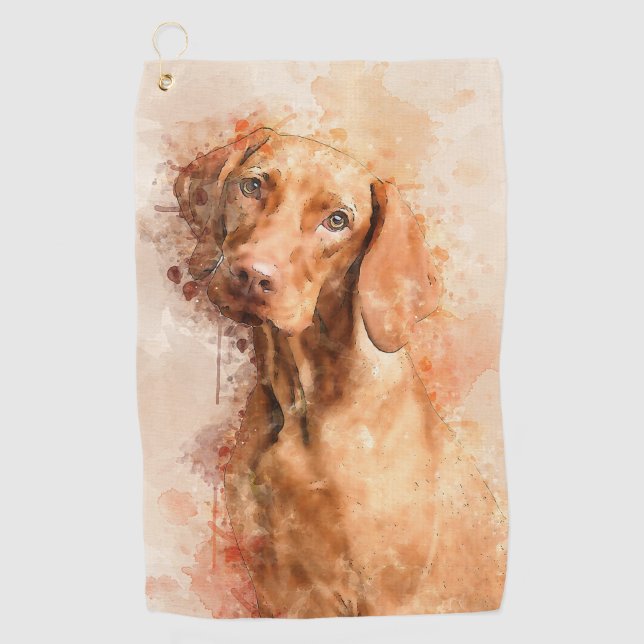 Vizsla Watercolour Golf Towel (Front)
