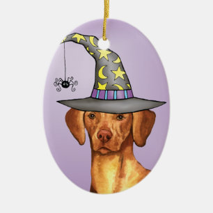 Vizsla Witch Ceramic Tree Decoration
