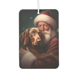 Vizsla With Santa Claus Festive Christmas Car Air Freshener