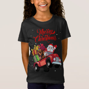 Vizsla With Santa Claus In Red Truck Dog T-Shirt