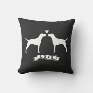 Vizslas Love - Dog Silhouettes with Heart Cushion