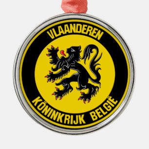 Vlaanderen Round Emblem Metal Tree Decoration