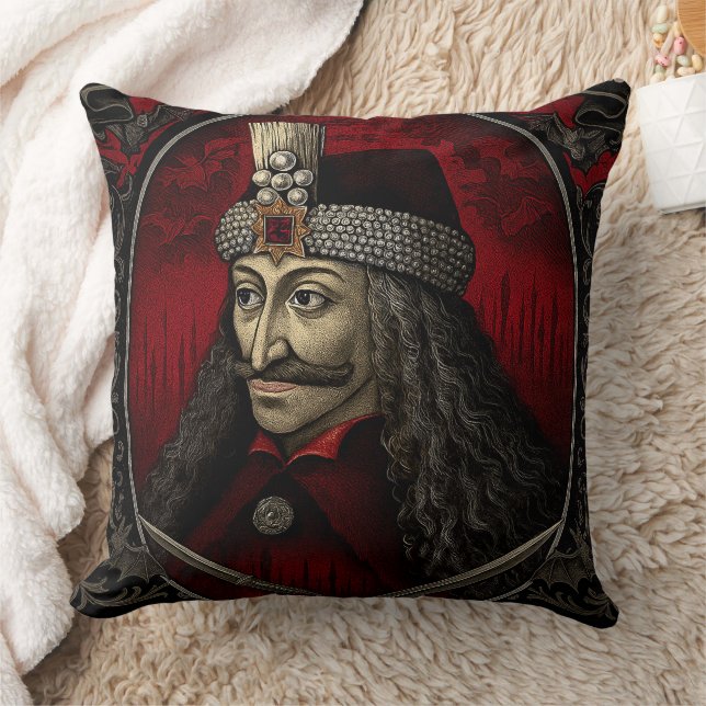 Vlad Dracula Throw Pillow – Dark Vampire Horror (Blanket)