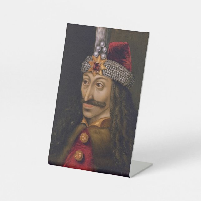 Vlad tepes Impaler Voivode portrait Dracula histor Pedestal Sign (Front)