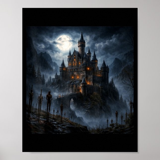 Vlad The Impaler Dark Medieval Castle Art  Poster (Front)