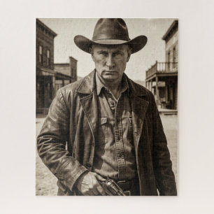 Vladimir Putin Cowboy Wild West Frontier Jigsaw Puzzle