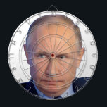 Vladimir Putin President of Russia Dartboard<br><div class="desc">Vladimir Putin President of Russia Dartboard features a closeup photograph of war criminal and Ukraine destroyer for your target practice. The Bull's Eye is right between Putin's eyes. Fun for you and all your friends. Stand with Ukraine. You can, of course, customise this Putin dartboard by changing the image and...</div>