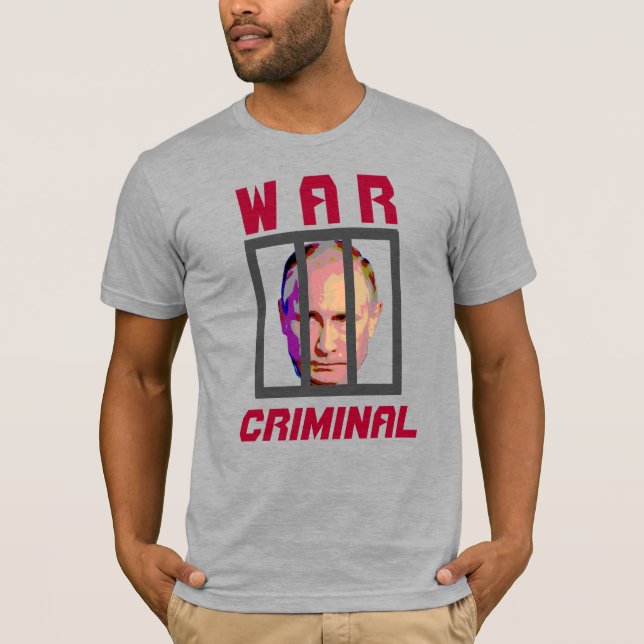 Vladimir Putin War Criminal Behind Bars T-Shirt (Front)