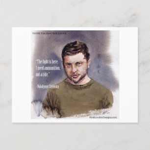 Vladimir Zelensky & Ammunition Quote  Postcard
