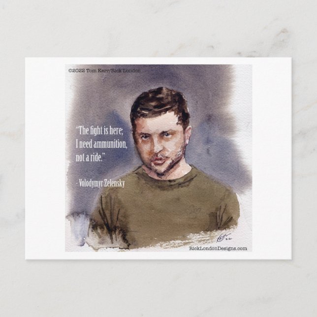 Vladimir Zelensky & Ammunition Quote  Postcard (Front)