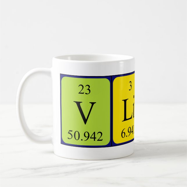 Vlinder periodic table name mug (Left)