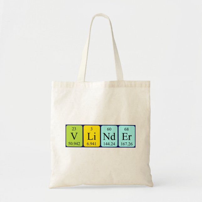 Vlinder periodic table name tote bag (Front)