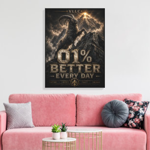 VLLC 1% Better Every Day Mountain Goat Motivation Canvas Print