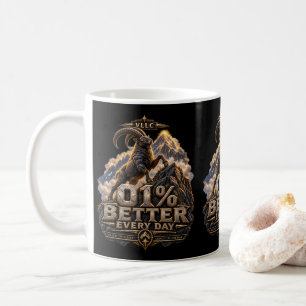 VLLC 1% Better Every Day Mountain Goat Motivation Coffee Mug