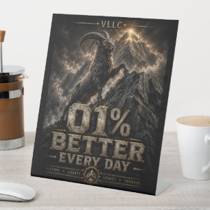 VLLC 1% Better Every Day Mountain Goat Motivation  Pedestal Sign