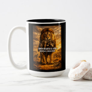 VLLC Lion Vs Wolf Motivational Quote Lion King Wal Two-Tone Coffee Mug