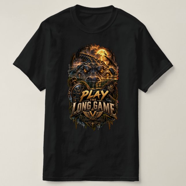 VLLC Play The Long Game Motivation Crocodile Graph T-Shirt (Design Front)