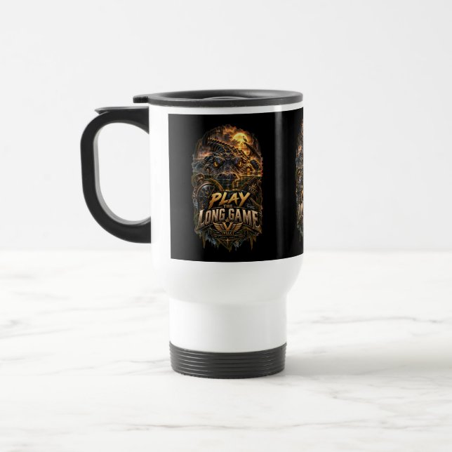 VLLC Play The Long Game Motivation Crocodile Graph Travel Mug (Left)