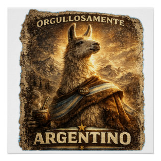 VLLC Proudly Argentine Llama Mate Patriotic Poster
