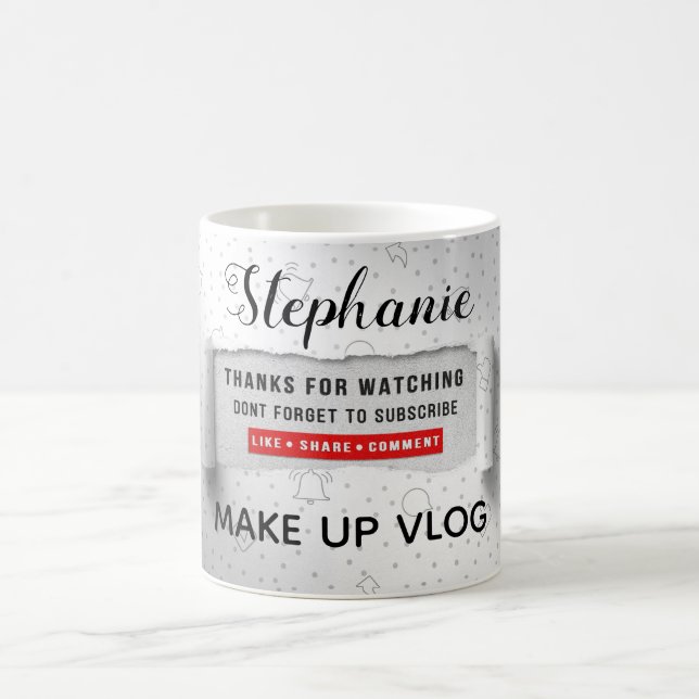Vlogger Thanks For Watching Subscribed Coffee Mug (Center)