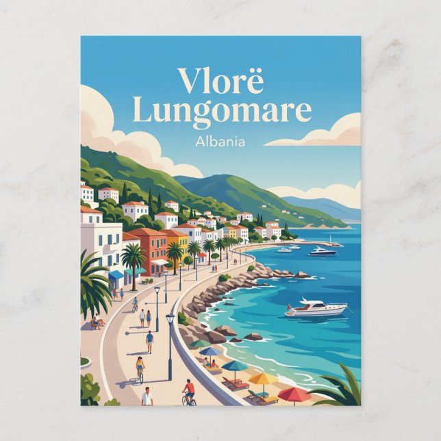 Vlorë Lungomare Albania Postcard (Front)