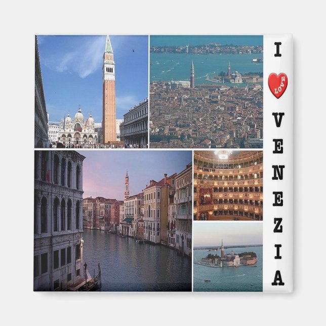 VNT041 VENICE I Love, Mosaic, Veneto, Fridge Magnet (Front)