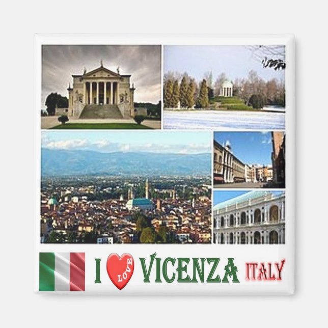 VNT080 VICENZA I Love, Mosaic, Italy, Fridge Magnet (Front)